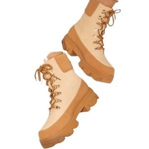 Pythios Lug Sole Boots Size: 11 Camel/Light Tan combat Boot Lace Up Chunky